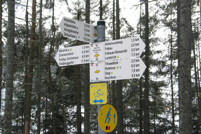 Wegeweiser zu den Wanderwegen im Schwarzwald