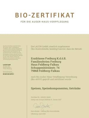 BIO-Zertifikat Haus Feldberg-Falkau